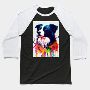 Colorful Border Collie Baseball T-Shirt